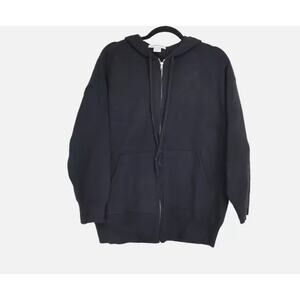 Cotton Emporium Full Zip Hooded Viscose Blend Gray Jacket BLACK $82 Size MEDIUM